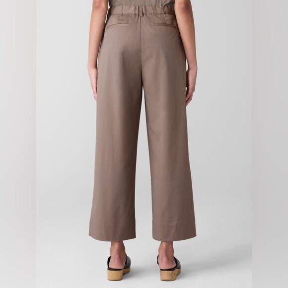 Eileen Fisher Stretch Cotton Twill Wide Leg Trouser Pant Cocoa - Picture 4 of 10